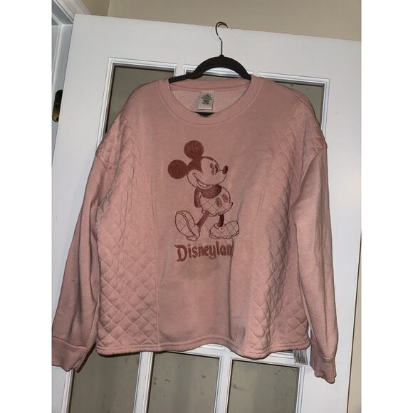 Disney Tops - Disney Parks Mickey Mouse Pink Sweatshirt sz XL Quilted Look